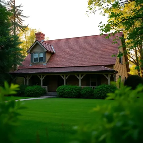 Dom z brązowym dachem