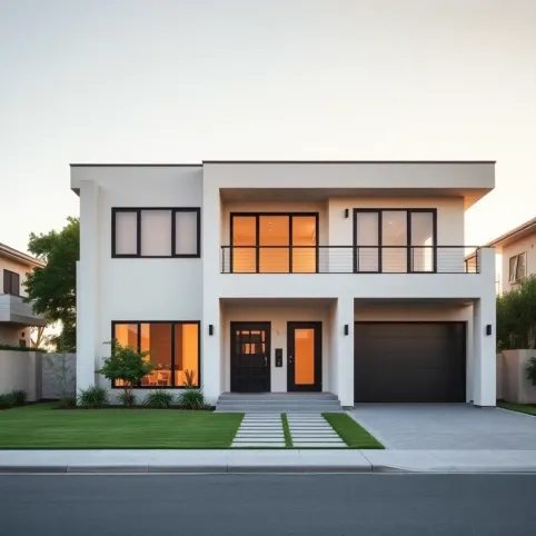 Nowoczesny dom piętrowy z płaskim dachem