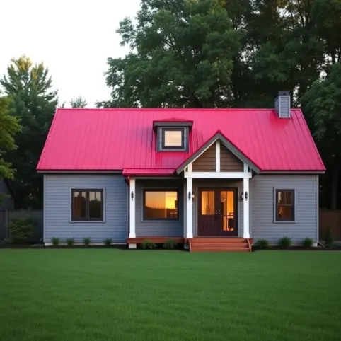 Pomysł na elewację domu z czerwonym dachem